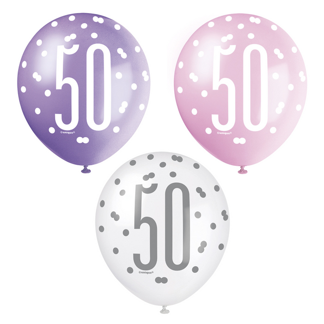 Ballons 50 Jahre Dots 30cm 6Stück