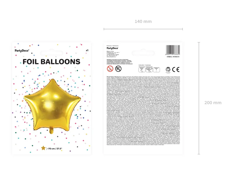 Heliumballon Star Gold Leer 70cm