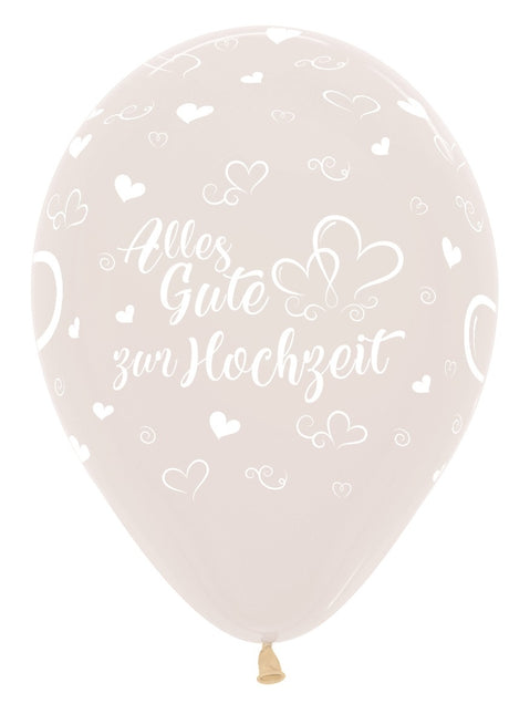 Ballons Alles Gute zur Hochzeit Hearts Crystal Clear 30cm 25pcs