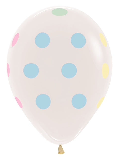 Ballons Pastell Polka Dots Klar 30cm 25Stk