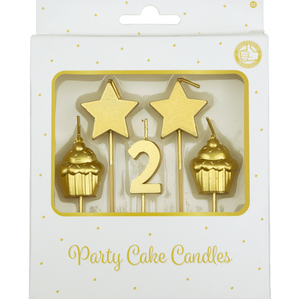 Kerzen 2 Jahre Cupcake Gold 17,5cm