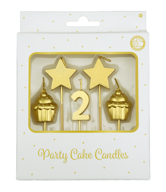 Kerzen 2 Jahre Cupcake Gold 17,5cm