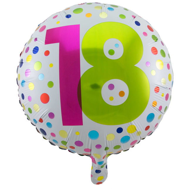 Helium Ballon 18 Jahre Dots 45cm leer