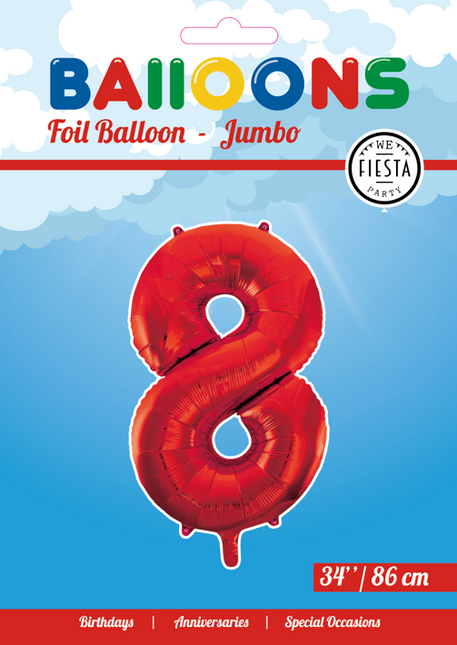 Folienballon Figur 8 Rot XL 86cm leer