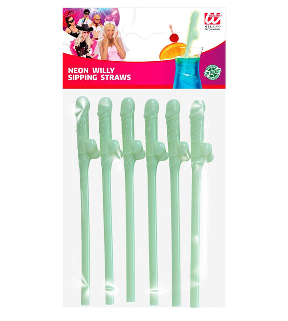 Strohhalme Dick Glow In The Dark 6pcs