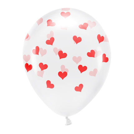 Weiße Ballons Rote Herzen 33cm 6Stk