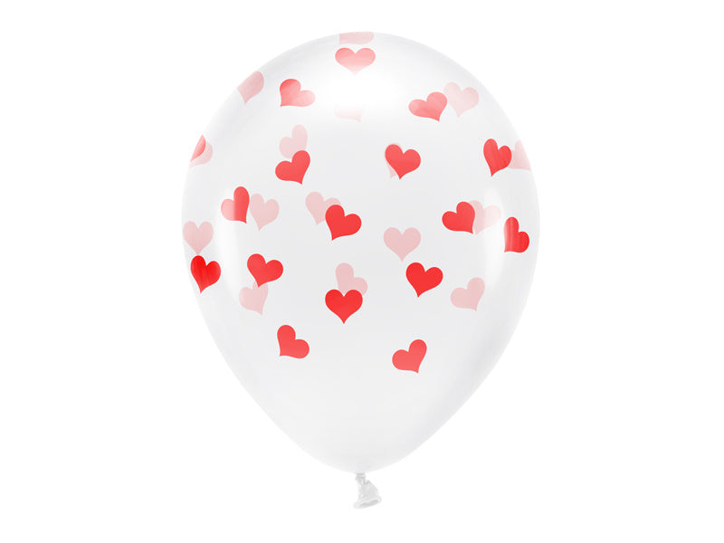 Weiße Ballons Rote Herzen 33cm 6Stk