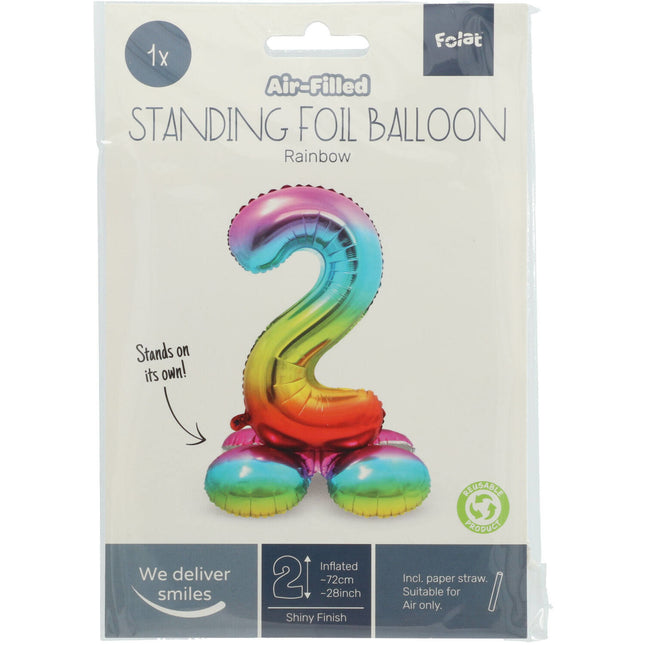 Folienballon Figur 2 Regenbogen mit Ständer 72cm