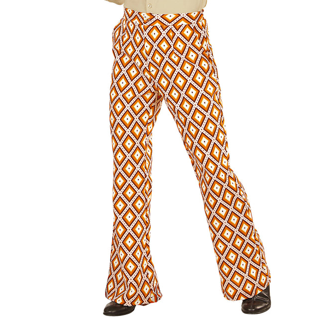 Disco 70S Hose Orange Herren Kariert