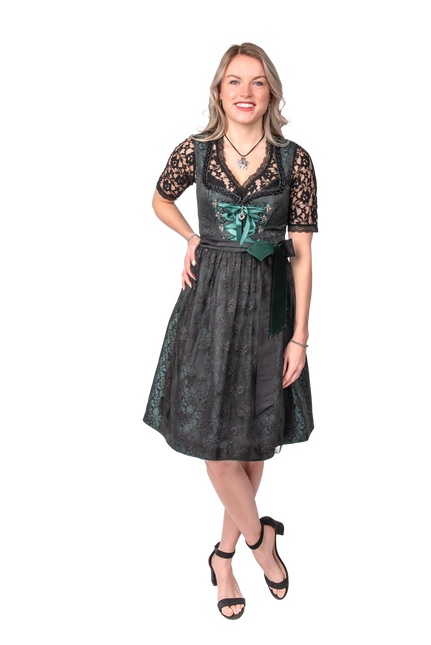 Schwarz Grün Dirndl Kleid Oktoberfest Frauen Jaquard