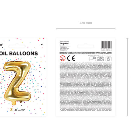 Folienballon Buchstabe Z Gold Leer 35cm