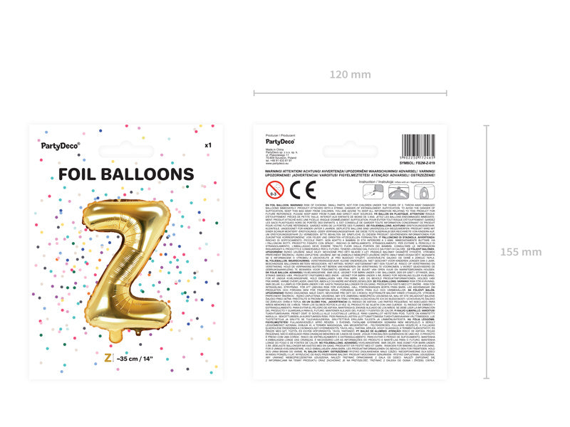 Folienballon Buchstabe Z Gold Leer 35cm