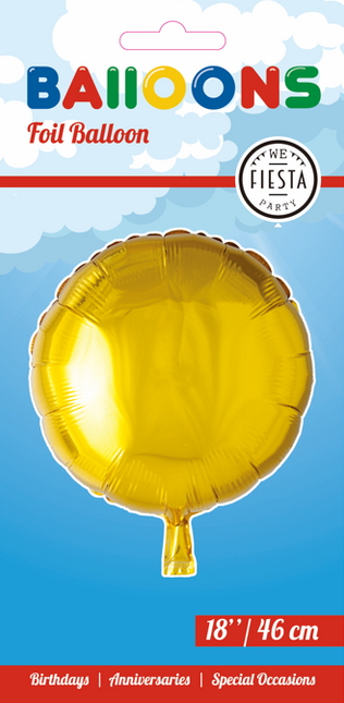 Helium Ballon Rund Gold 46cm Leer