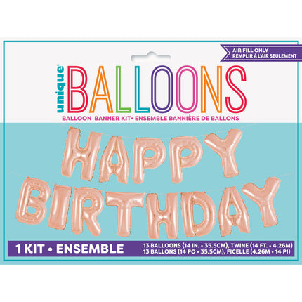 Folienballon Happy Birthday Rose Gold Empty 4.31m