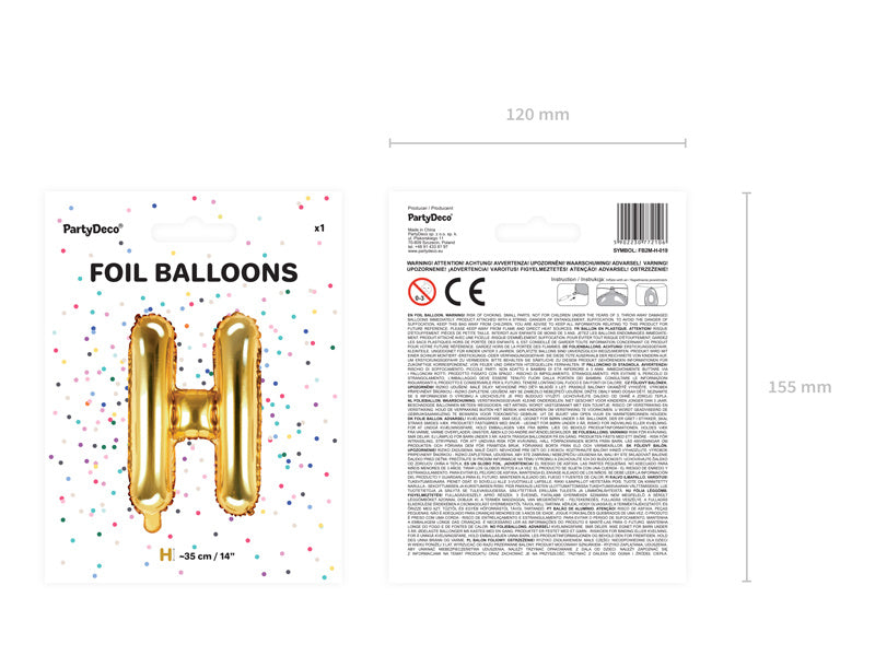 Folienballon Buchstabe H Gold Leer 35cm