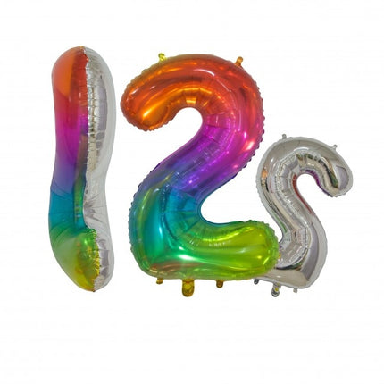 Folienballon Figur 2 Regenbogen Transparent 66cm