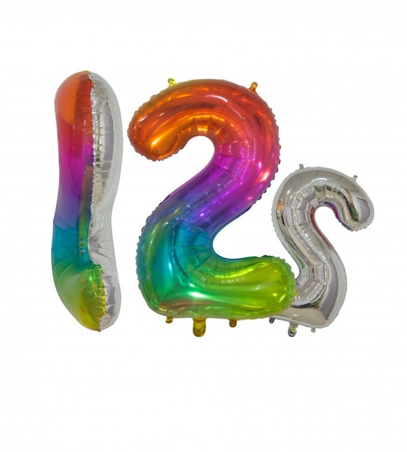 Folienballon Figur 2 Regenbogen Transparent 66cm