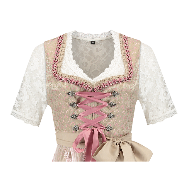 Gold Rosa Dirndl Kleid Oktoberfest Damen 2 Stück