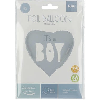 Heliumballon Herz It's A Boy Blau Leer 45cm