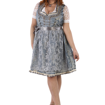 Gold Silber Dirndl Kleid Oktoberfest Damen 2 Stück