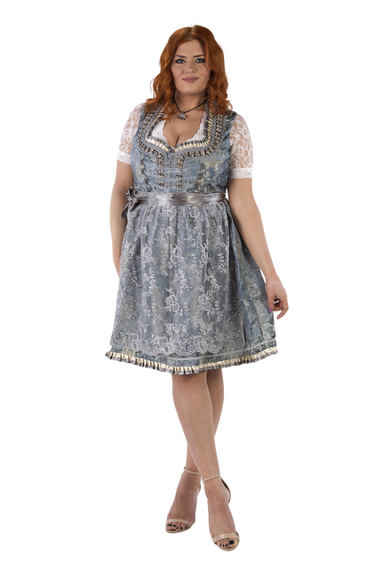 Gold Silber Dirndl Kleid Oktoberfest Damen 2 Stück