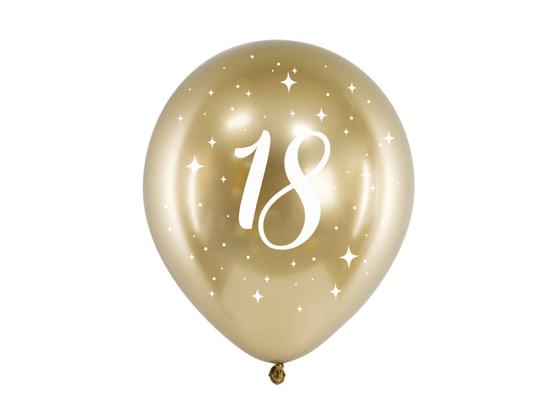 Ballons 18 Jahre Gold 30cm 6Stk