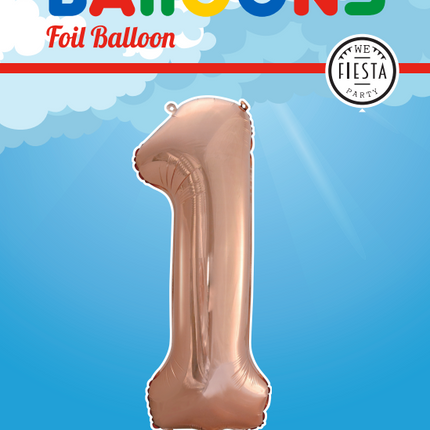 Folienballon Figur 1 Rose Gold XL 86cm leer