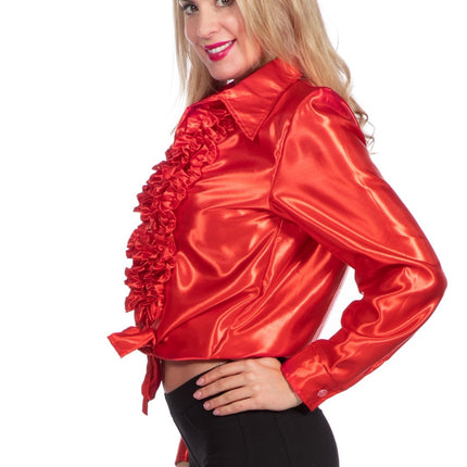 Disco Bluse Rüschen Rot