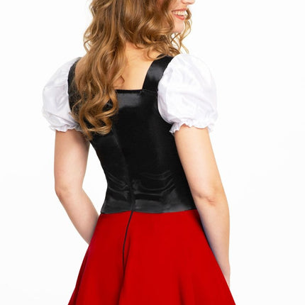 Dirndlkleid Oktoberfest Rot Weiß Schleife