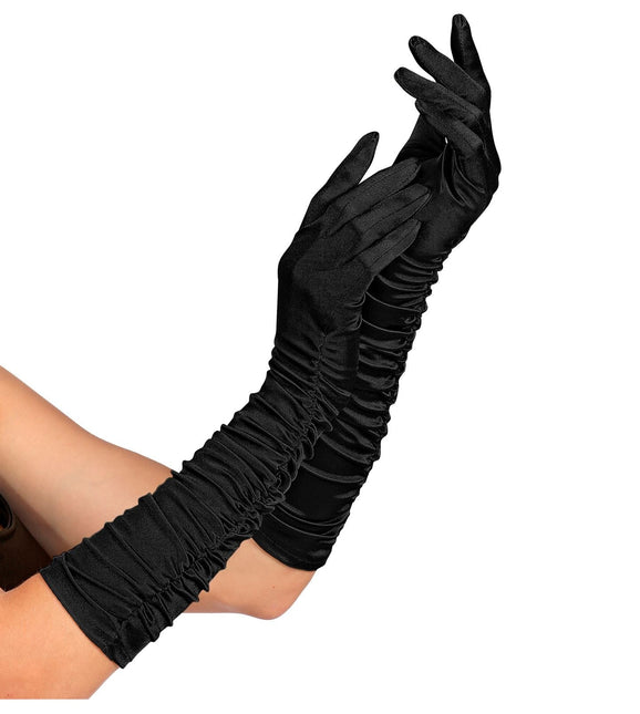 Schwarze Handschuhe 44cm