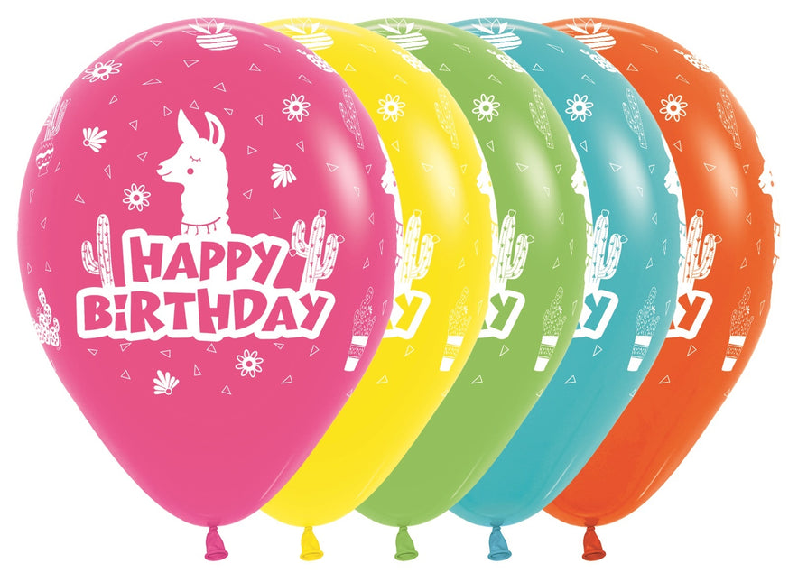 Luftballons Happy Birthday Lama 30cm 25Stk