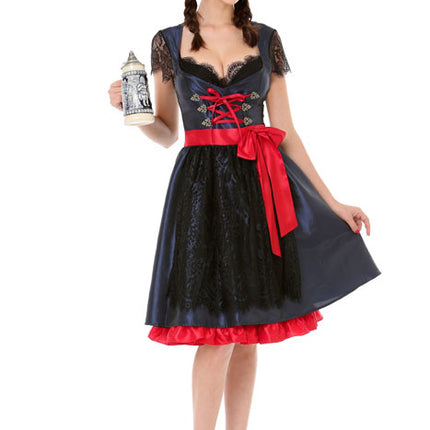 Dirndlkleid Oktoberfest Schwarz Rot Schleife