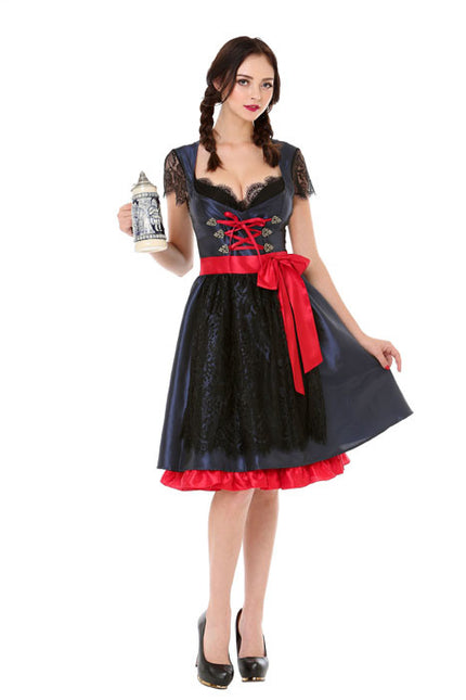 Dirndlkleid Oktoberfest Schwarz Rot Schleife