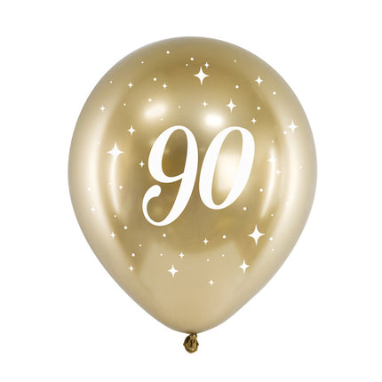 Ballons 90 Jahre Gold 30cm 6Stk