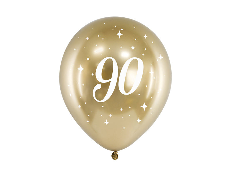 Ballons 90 Jahre Gold 30cm 6Stk