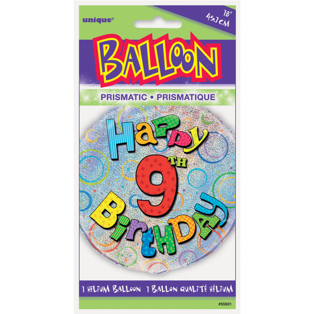 Heliumballon 9 Jahre Glitter 45cm leer