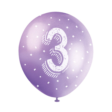 Ballons 3 Jahre Konfetti 30cm 5Stück