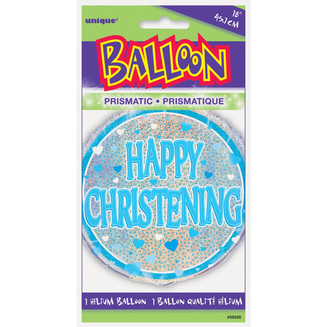 Heliumballon Happy Christening Blau 45cm leer