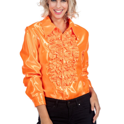 Disco Bluse Rüschen Orange