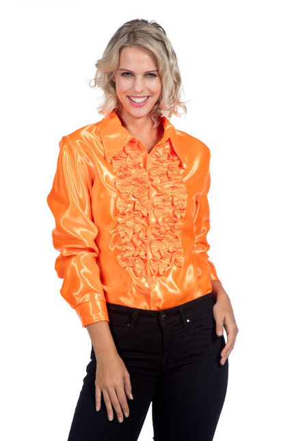 Disco Bluse Rüschen Orange