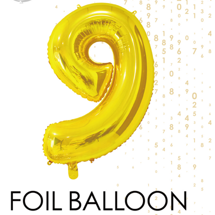 Folienballon Figur 9 Gold 66cm