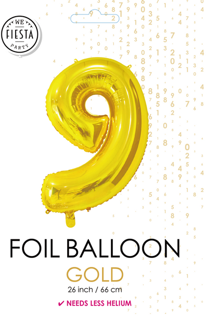 Folienballon Figur 9 Gold 66cm