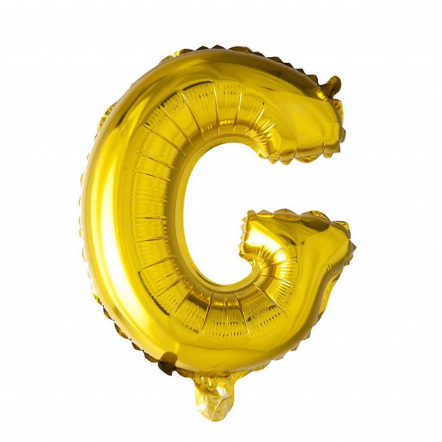 Folienballon Buchstabe G Gold 41cm mit Strohhalm