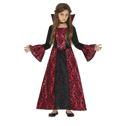 Vampir Halloween Kostüm Mädchen Schwarz Rot