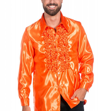 Disco Bluse Rüschen Dunkelorange