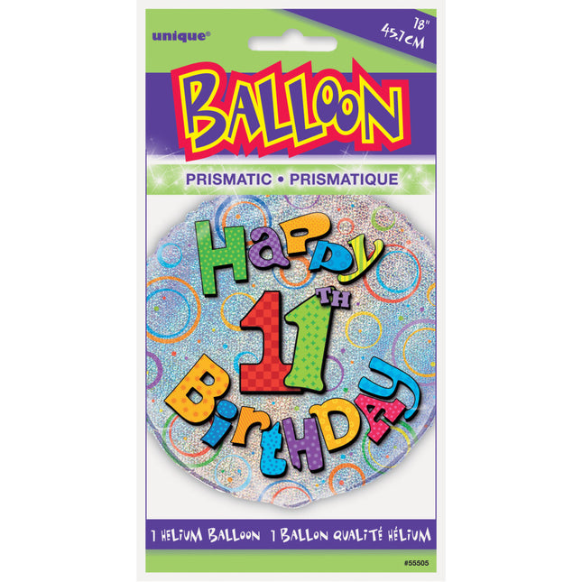 Heliumballon 11 Jahre Glitter 45cm leer