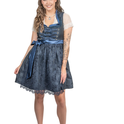 Dunkelblaues Dirndlkleid Oktoberfest Frauen 2 Stück