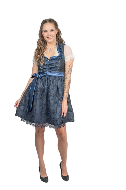 Dunkelblaues Dirndlkleid Oktoberfest Frauen 2 Stück