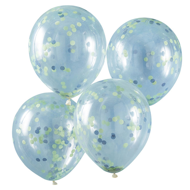 Konfetti Ballons Blau/Grün 30cm 5Stk