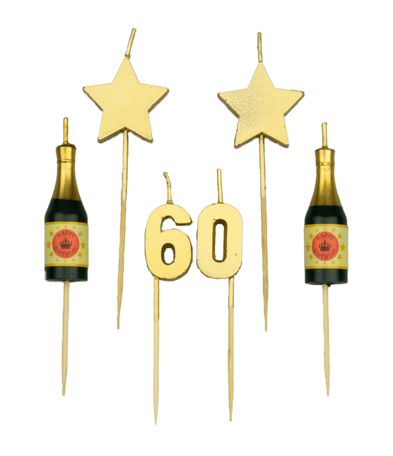 Kerzen 60 Jahre Champagner 17,5cm